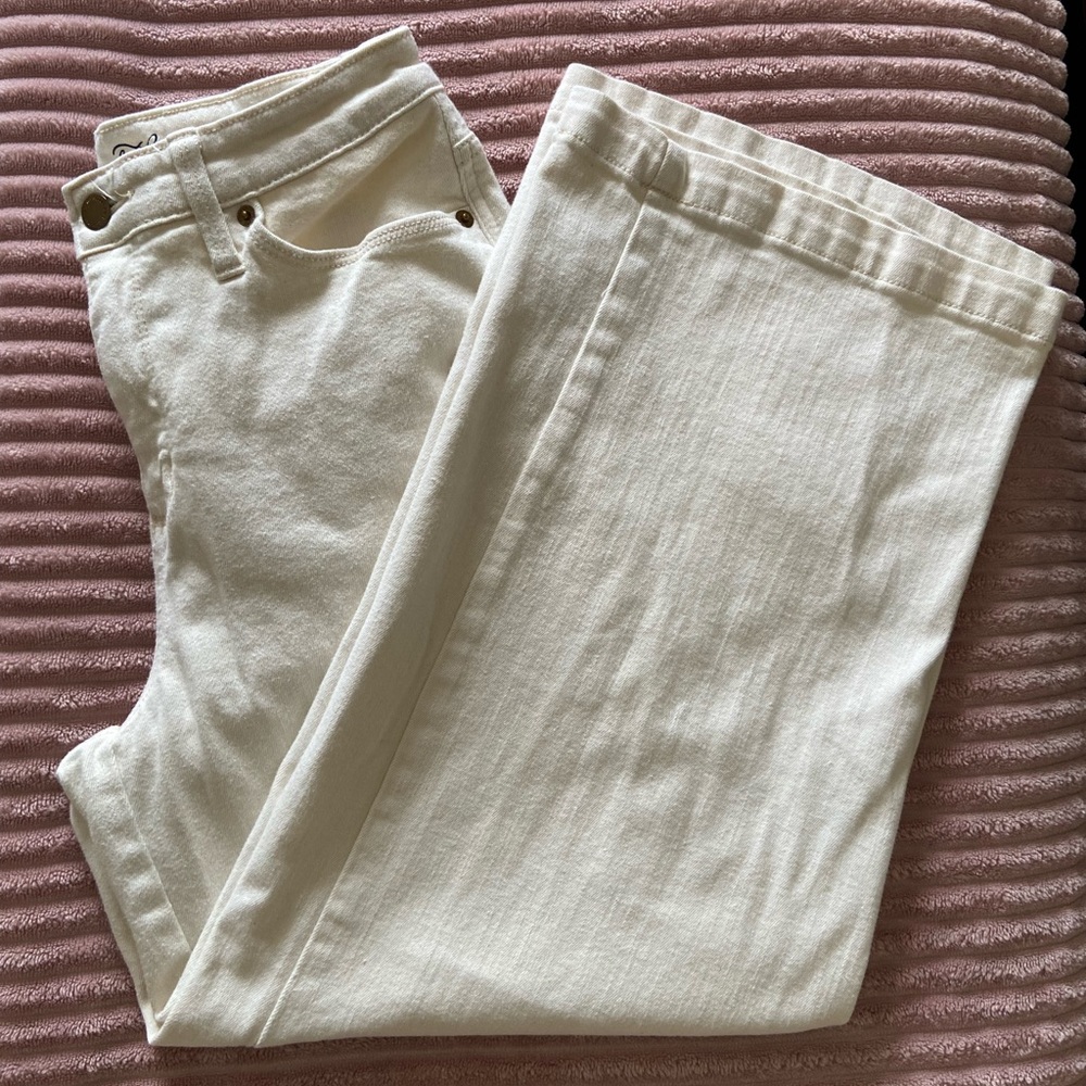 Cream wide leg ankle pants